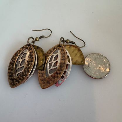 Jody Coyote Mixed Metal Leaf Themed Dangle Earrings