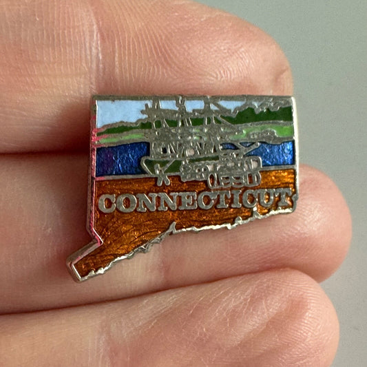 Vintage Connecticut CT State Shaped Souvenir Tourist MAFCO Lapel Pin