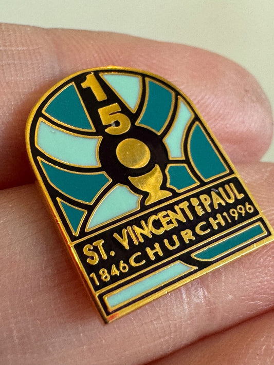 Vintage St. Vincent de Paul 150th Anniversary Church Pin 1846–1996 StVdP
