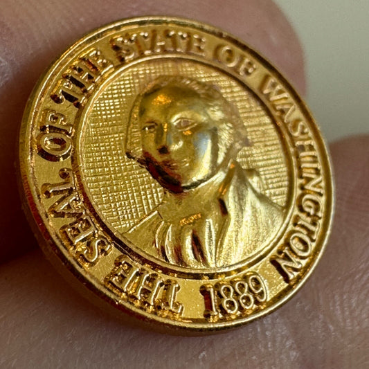 The Seal of the State of Washington Tie Tack Lapel Pin Gold Tone