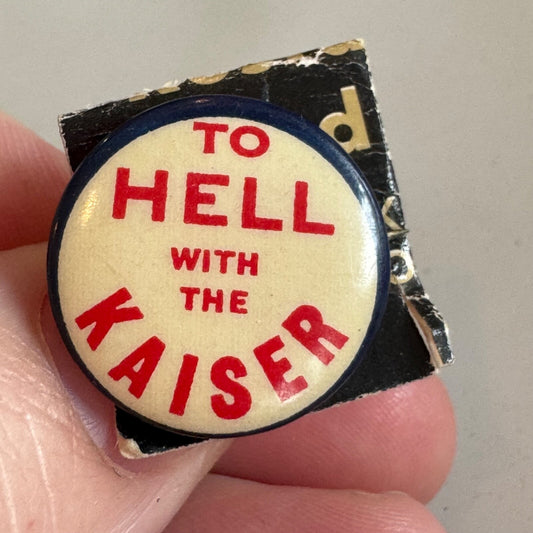 WWI METRO PICTURES TO HELL WITH THE KAISER PIN 1918 PROPAGANDA SILENT FILM
