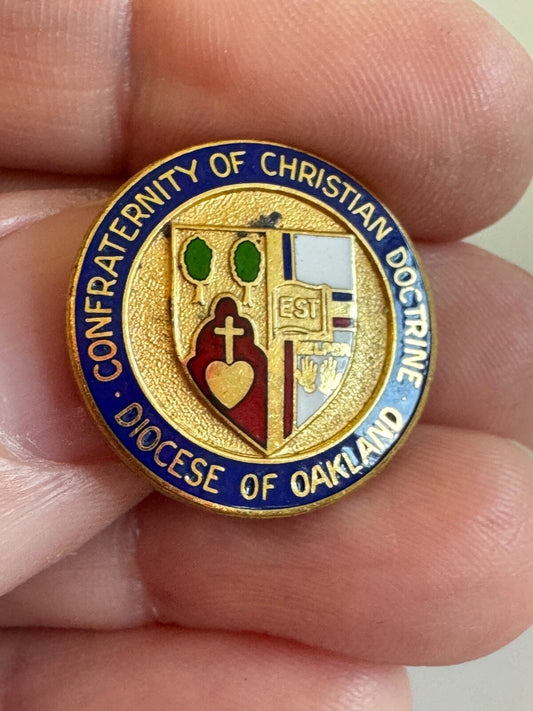 Vintage Confraternity of Christian Doctrine Diocese of Oakland Pin Blue