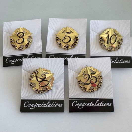 Years of Service Employee Award Pin Tie Tack New in Package 3, 5, 10, 20, 25