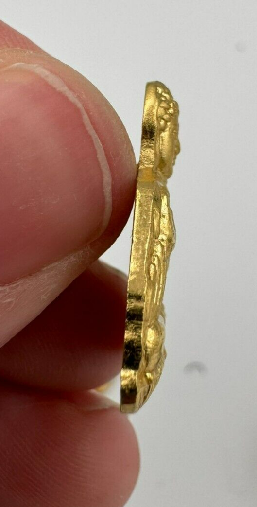 Vintage TianTan Gold Buddha Statue Pin Pinback