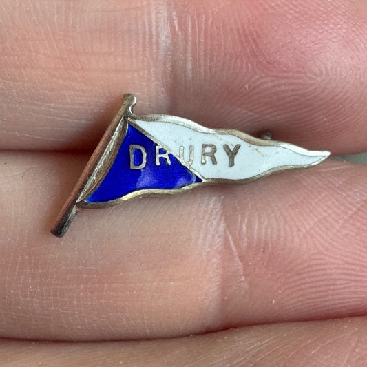Antique Drury High School Sterling Silver Pennant Lapel Pin 
