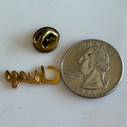 Vintage Gold Tone Chicago Illinois Lapel Pin Tie Tack