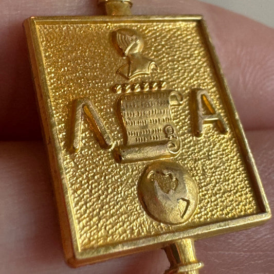 Vtg Lambda Alpha Anthropology Honor Society 1/10 10k Gold Fill Lapel Pin Key Fob