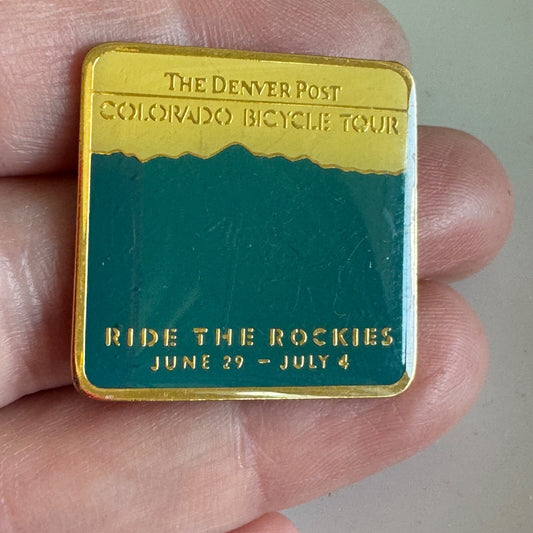 Vintage The Denver Post Colorado Bicycle Tour Ride the Rockies Lapel Pin 