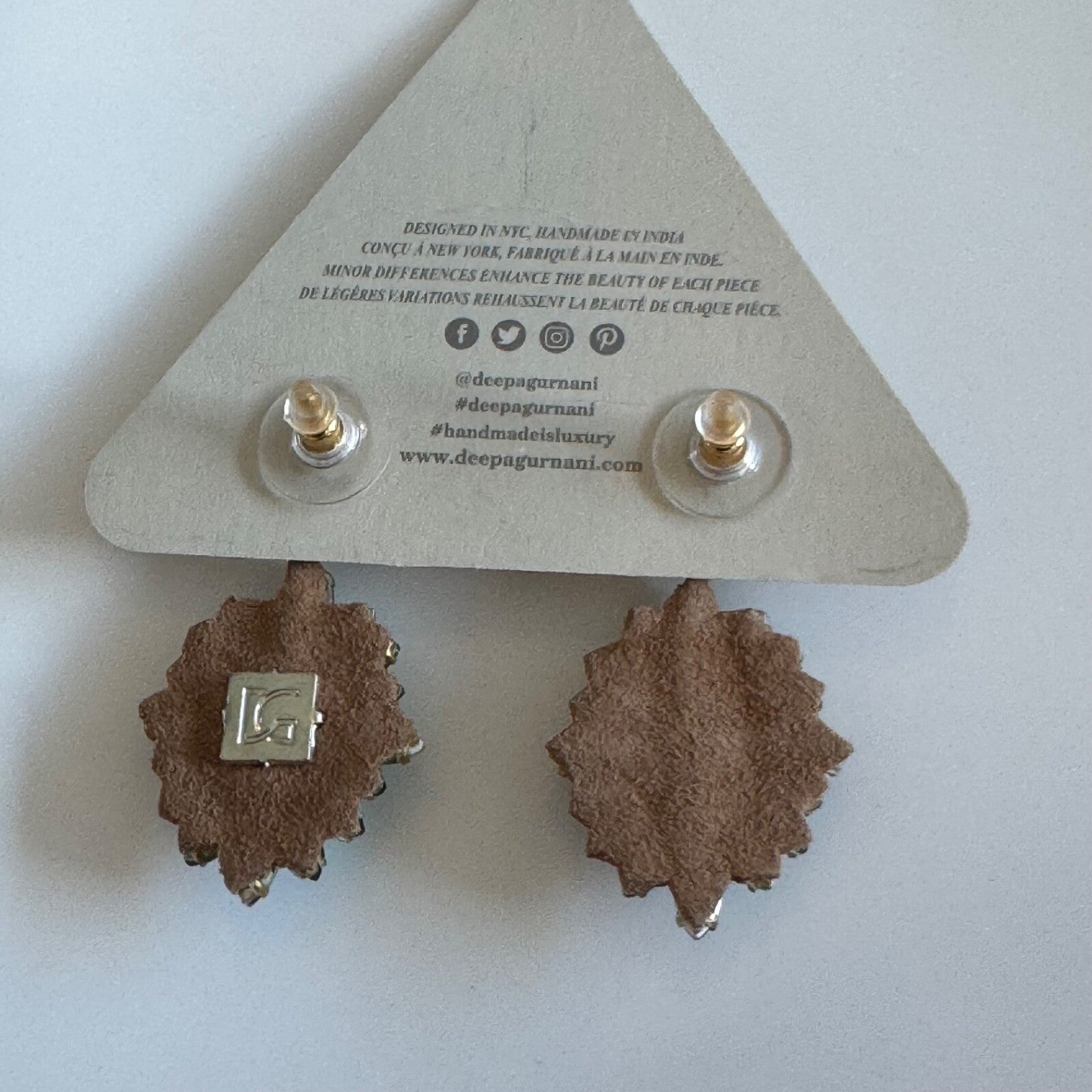 Deepa Gurnani Alianah Crystal Drop Earrings Emerald Color New On Card Pierced