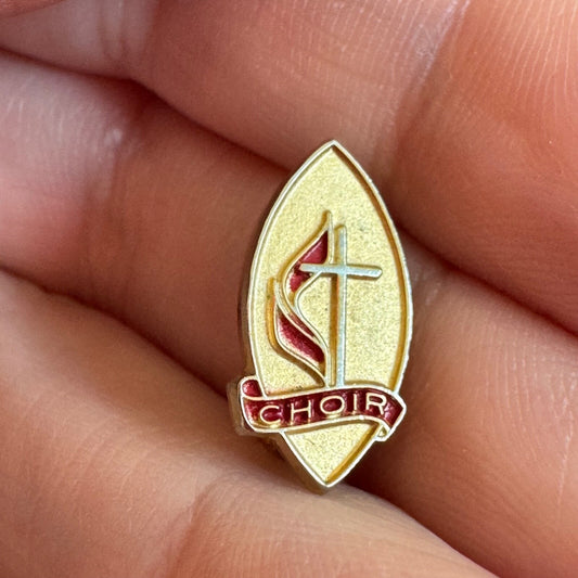 United Methodist Church Choir Member UMC Gold Tone Flame & Cross Pin