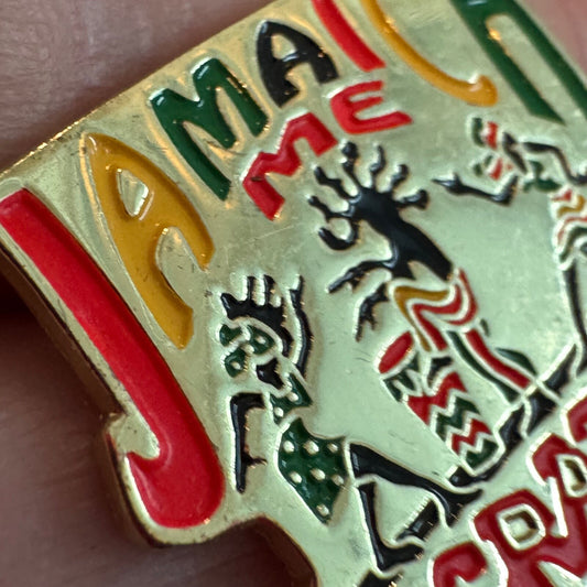 Vintage Jamaica Me Crazy Souvenir Lapel Pin Enamel Reggae