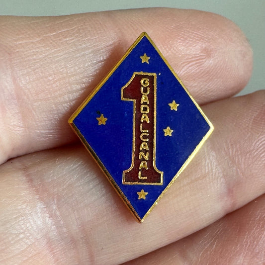 Vtg USMC First Division Guadalcanal Lapel Pin Enamel 1st Tie Tack