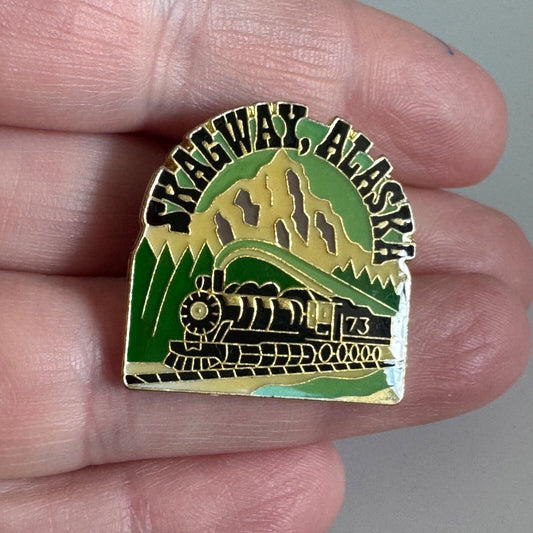 Vintage Skagway Alaska Train Railroad Lapel Pin Mt Harding
