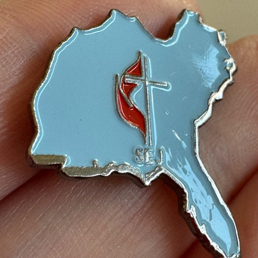 SEJ United Methodist Church Regional Blue Map Pin Southeastern Jurisdiction RARE