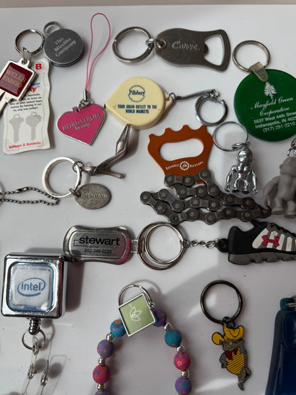 Lot of 45+ Vintage to Now Advertising Keychains Key Chains Bag Tags