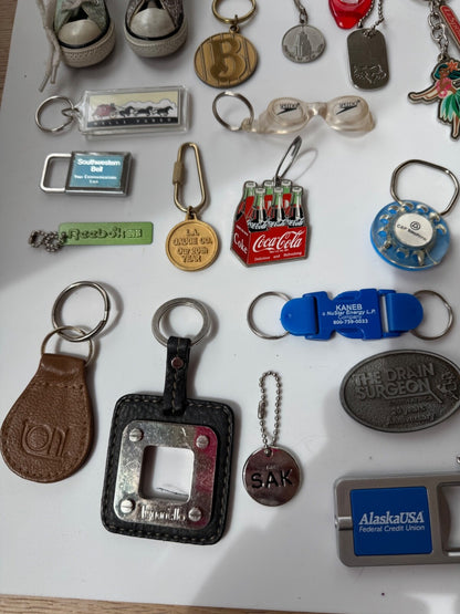 Lot of 45+ Vintage to Now Advertising Keychains Key Chains Bag Tags