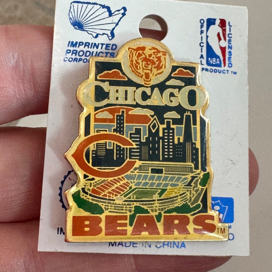 Vintage 1996 Chicago Bears Soldier Field Skyline Lapel Pin Logo