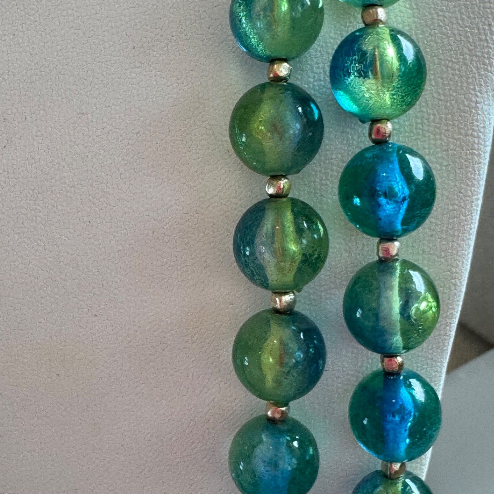 Vintage Hong Kong Two Strand Blue Green Ombre Necklace