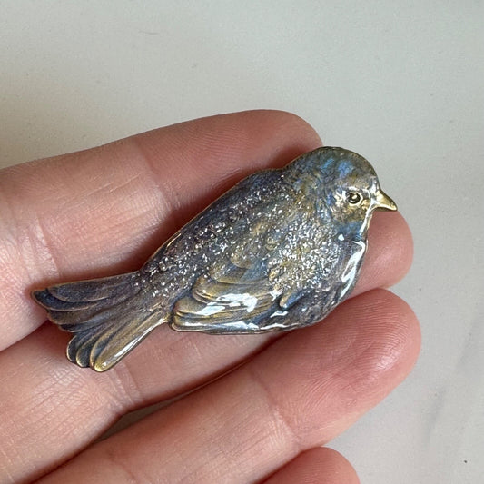 Vintage Brass and Enamel Bird Brooch - Beautiful!
