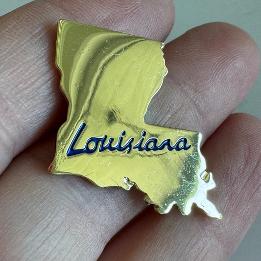 Vintage Gold Tone Louisiana Souvenir Tourist Lapel Pin