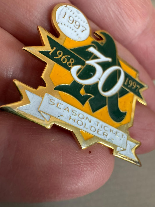 Vintage Oakland A's Season Ticket Holder Lapel Pin 1997 30 Years
