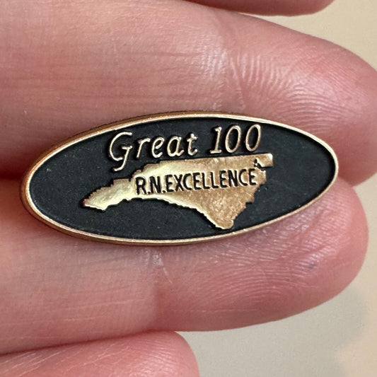 Vintage Great 100 R.N. Excellence North Carolina 1/10 10k Gold Filled Pin Nurse