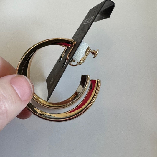 Vince Camuto Gold-Toned Large Hoop Earrings New On Card Clip-On