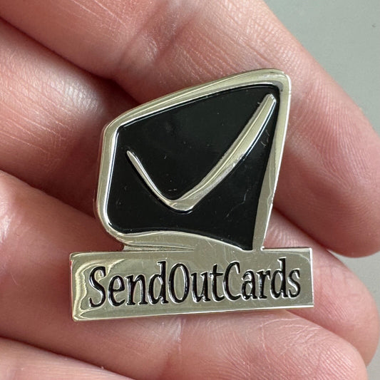 Vintage SendOutCards Enamel Lapel Pin Silver Tone Promptings Send Out Cards