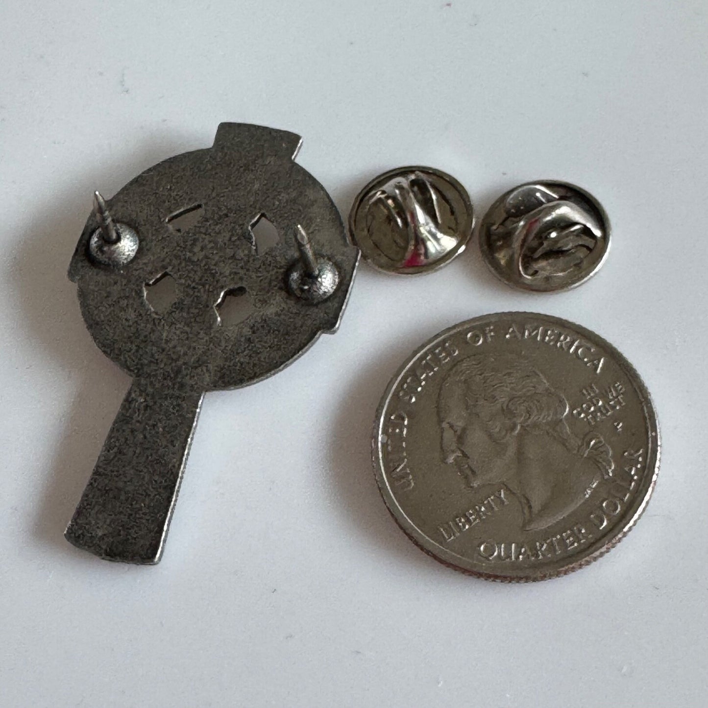 Pewter Celtic Cross with Skull Motorcycle Lapel Pin