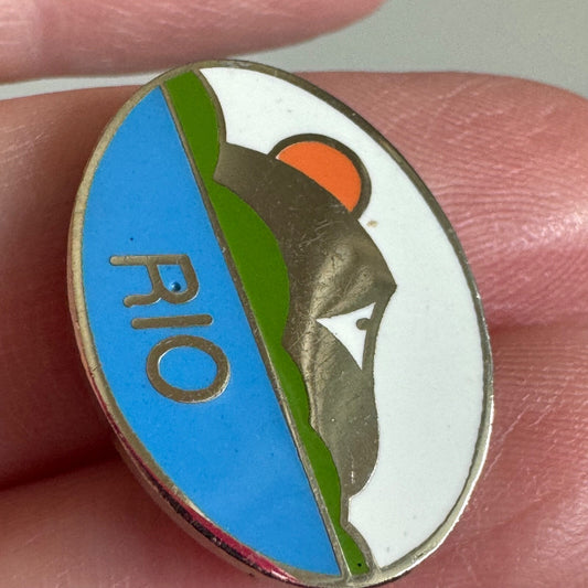 Vintage Rio Lapel Pin Brazil de Janeiro Blue Rock
