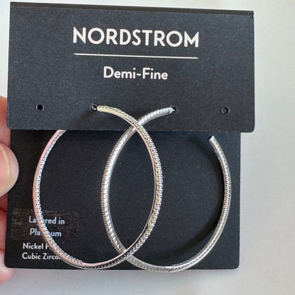 Nordstrom Pavé Cubic Zirconia Hoop Earrings New On Card Pierced $39