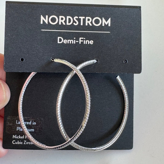 Nordstrom Pavé Cubic Zirconia Hoop Earrings New On Card Pierced $39