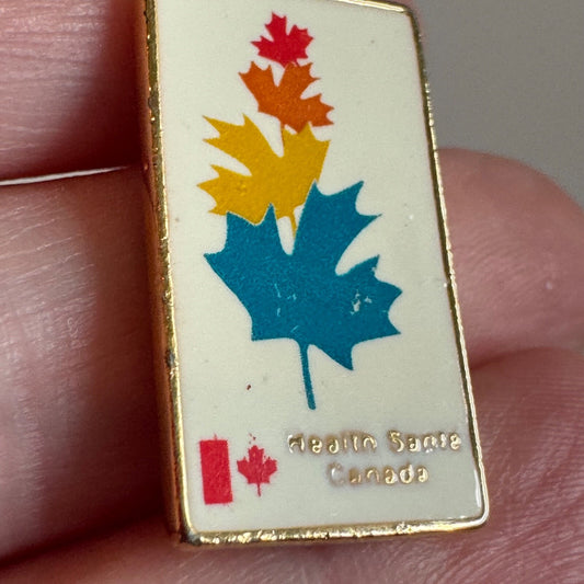 Vtg Health Canada Maple Leaf Stack Pin – Tricolor Leaves Design