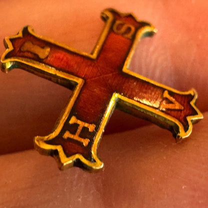 10k Gold Red Cross of Constantine Masonic lapel Pin First Degree