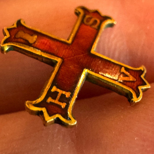 10k Gold Red Cross of Constantine Masonic lapel Pin First Degree