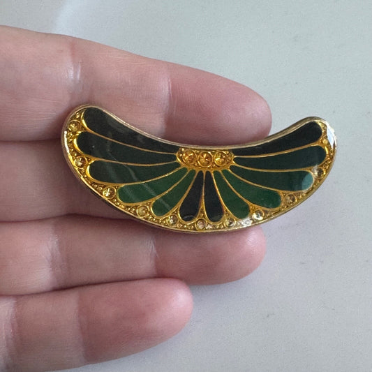 Vintage Pierre Bex Inspired Crescent Shaped Brooch Pin Art Deco