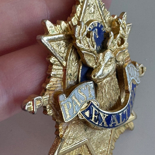 Vintage Elks Past Exalted Ruler Medal Medallion Large Pendant