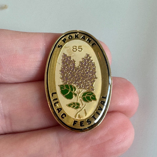 Vintage Spokane Lilac Festival 1985 Souvenir Pin Washington