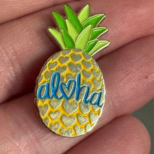 Aloha Pineapple Heart Hawaii Souvenir Tourist Lapel Pin