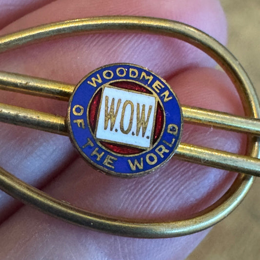 Vintage Woodmen of the World Enamel Tie Clip Tack W.O.W.
