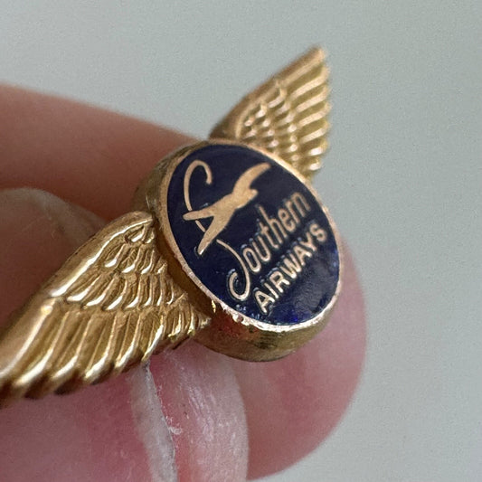 Rare Vintage Southern Airways Wings Employee Service 1/10 10k GF Pin Tie Tack