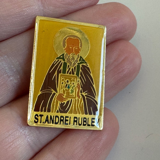 Vintage St. Andrei Rublev Russian Iconography Religious Pin