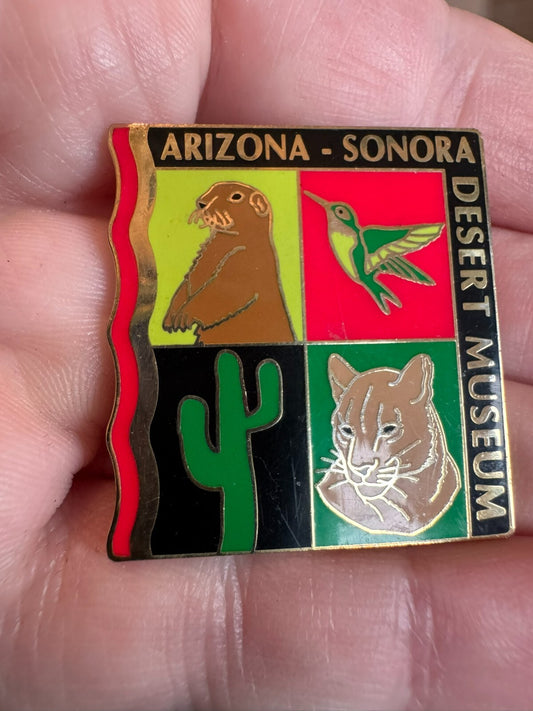 Arizona Sonora Desert Lapel Pin Hummingbird Saguaro Cactus Prariedog Wildcat