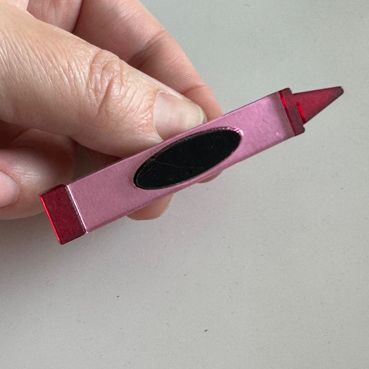 Vintage Lucite Red Crayon Brooch Pin Crayola Look