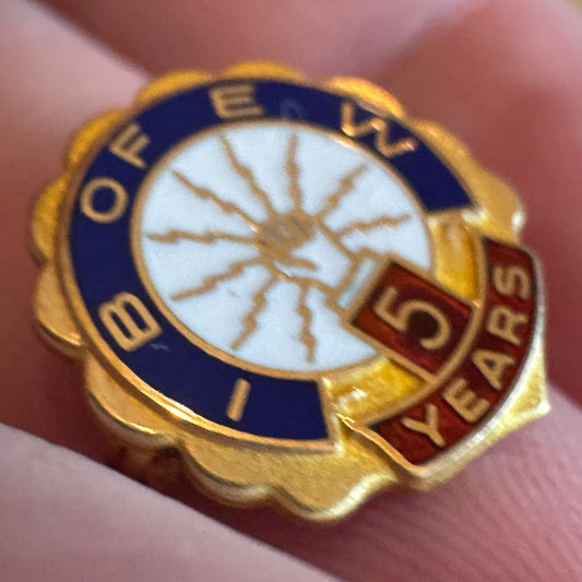Vintage 10k Gold IB of EW 5 Year Member Pin Tie Tack IBEW Electrical Workers