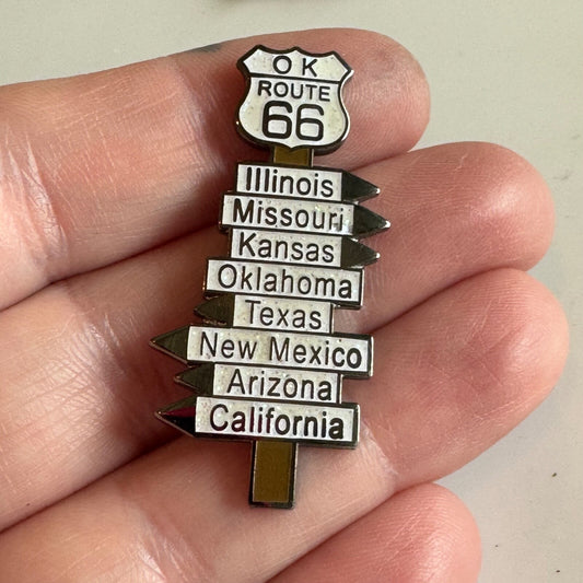 Vintage OK Route 66 Illinois Missouri Kansas Oklahoma Texas New Mexico AZ CA Pin