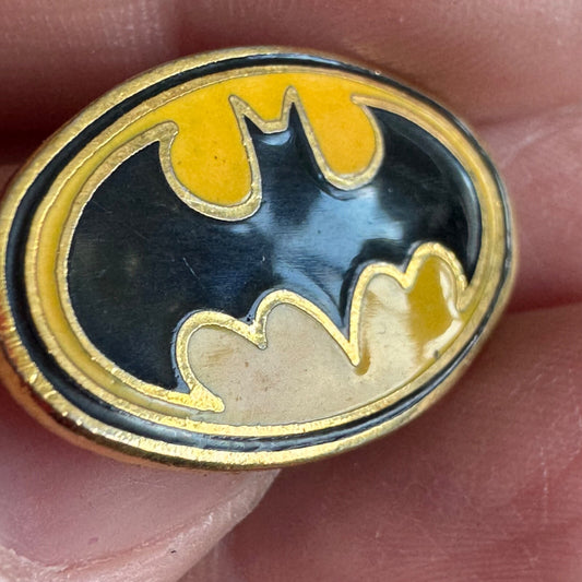 Vintage 1984 DC Comics Batman Logo Enamel Lapel Pin Tie Tack Nicely Made!