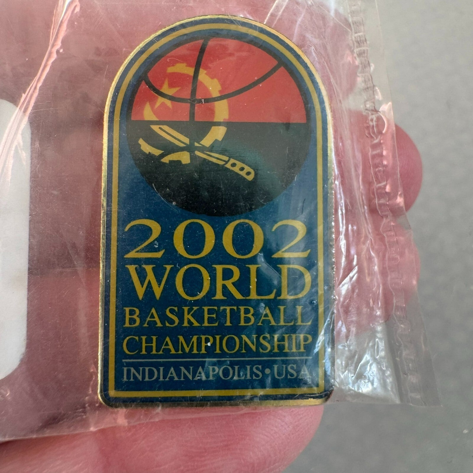 2002 World Basketball Championship Indianapolis FIBA Lapel Pin