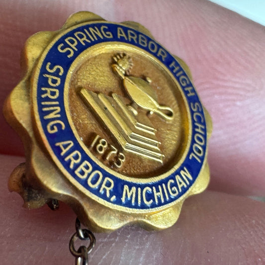 1958 Spring Arbor High School Michigan Lapel Pin 1/10 10k Gold Fill