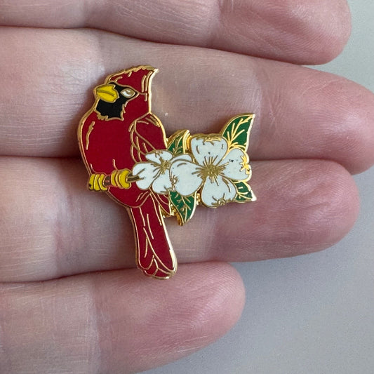 Virginia North Carolina Stat e Flower Bird Cardinal and Dogwood Lapel Pin